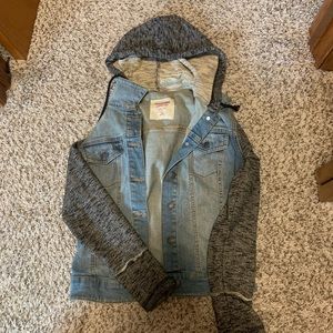 Distressed Hooded Jean Jacket